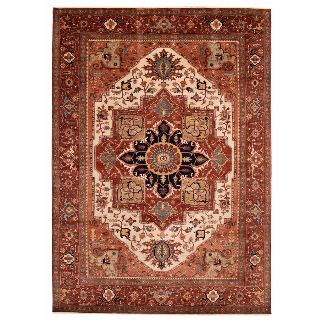 ECARPETGALLERY Hand-knotted Jules Sultane Dark Copper, Ivory Wool Rug - 9'9 x 13'10