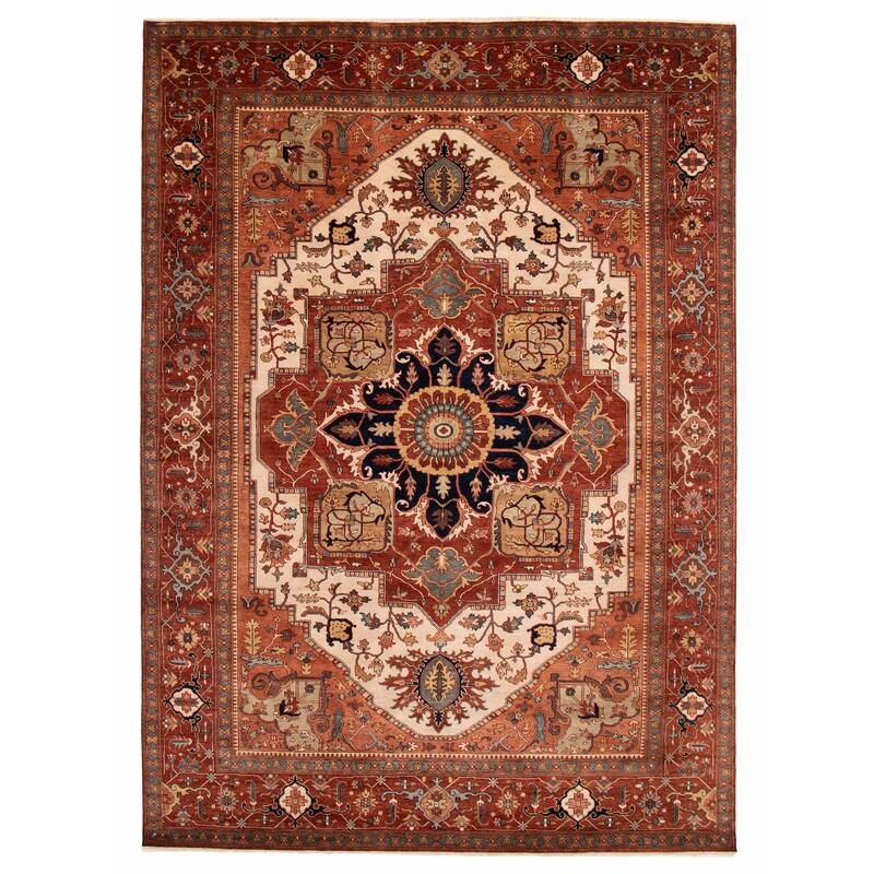 ECARPETGALLERY Hand-knotted Jules Sultane Dark Copper, Ivory Wool Rug - 9'9 x 13'10 - Dark Copper/ Ivory - 9'9 x 13'10