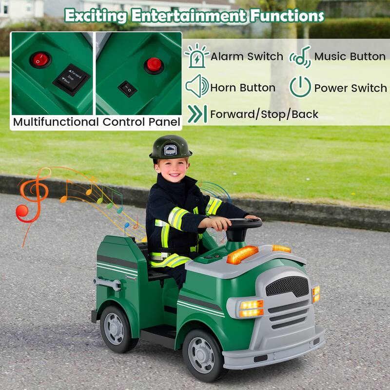 12V Kids Electric Ride On Car with Steering Wheel, Pedal, Music, Safety Belt and Toy Accessories - 19" × 34" × 20.5"