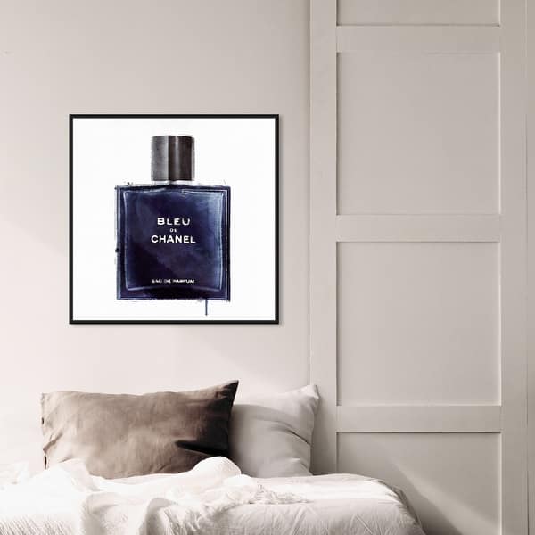 Oliver Gal 'Men Perfume Monsieur Bleu' Fashion and Glam Wall Art Framed  Canvas Print Perfumes - Blue, White - Bed Bath & Beyond - 31793717