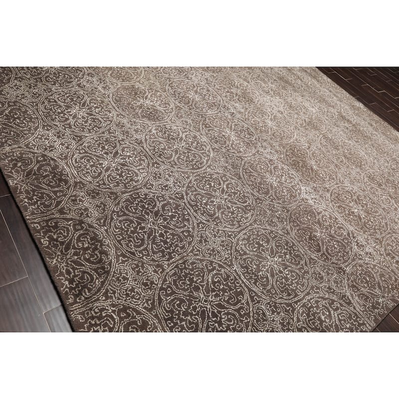 8x10 Hand Tufted Hand Made Wool & Art Silk Patterned Designer Transitional Oriental Area Rug Brown,Beige Color - 8' x 11'
