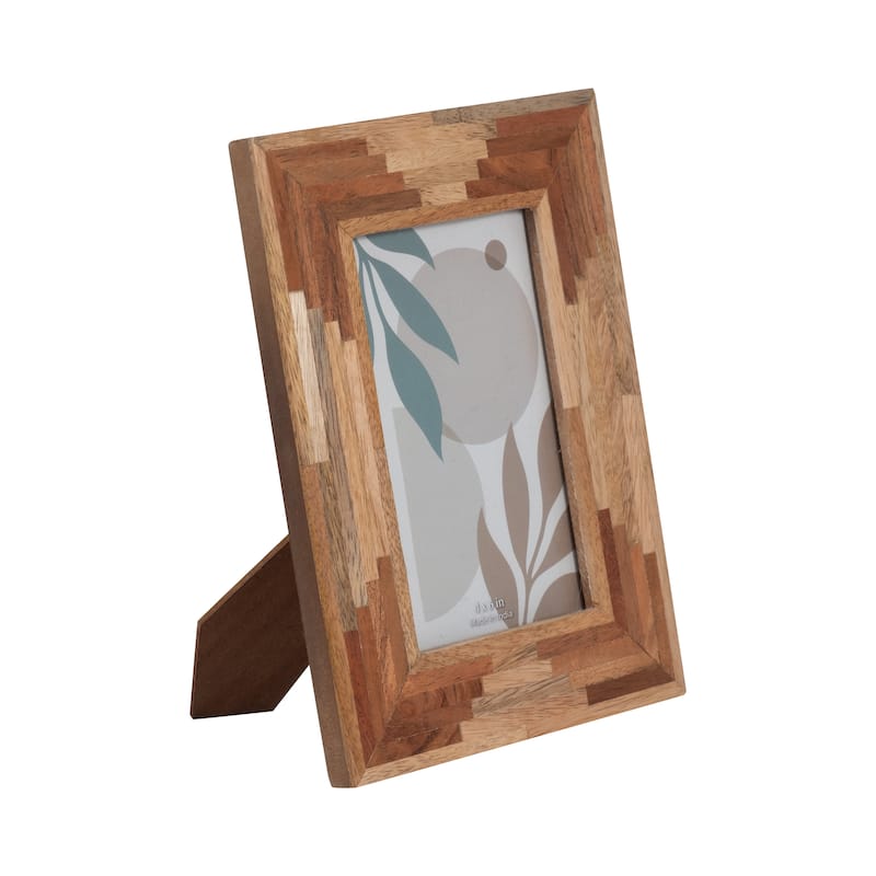 Sagebrook Home Handcrafted Wood Picture Frame with Glass Panel and Geometric Detailing