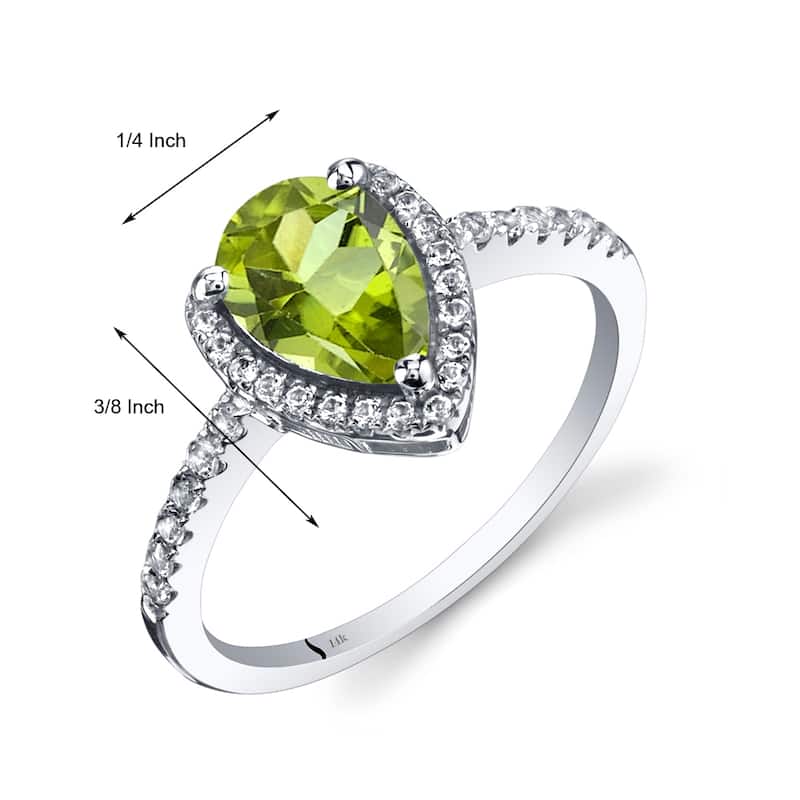14k White Gold 1.54ct Peridot and White Topaz Ring