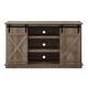 preview thumbnail 2 of 2, Industrial Style TV Stand with 2 Sliding Barn Doors, 3 Open Compartments, TVs up to 60", Oak Finish