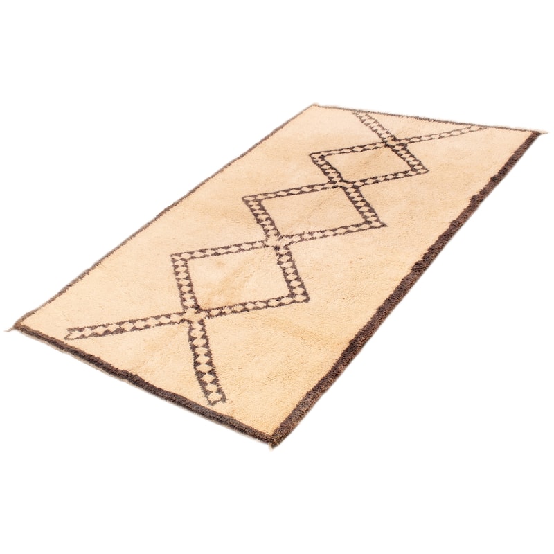 ECARPETGALLERY Hand-knotted Beni Ourain Cream Wool Rug - 5'7 x 9'2