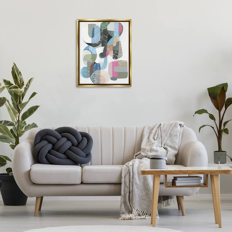 Stupell Pastel Shapes Intertwined Framed Floater Canvas Wall Art Design By Coco Good