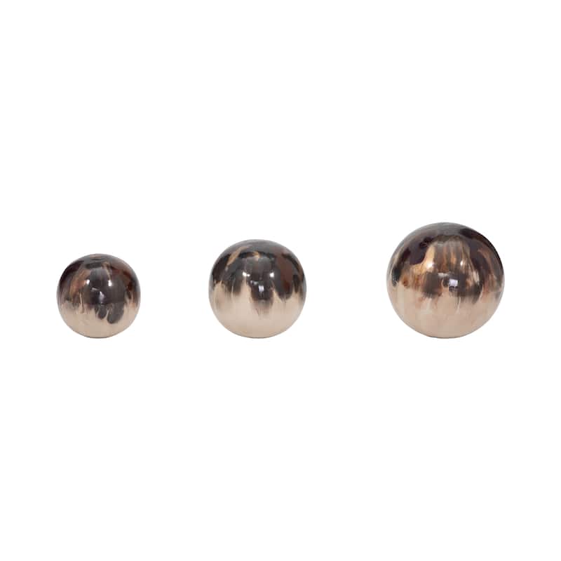 Sagebrook Home Set Of 3 4/5/6" Metal Abstract Round Galaxy Orbs