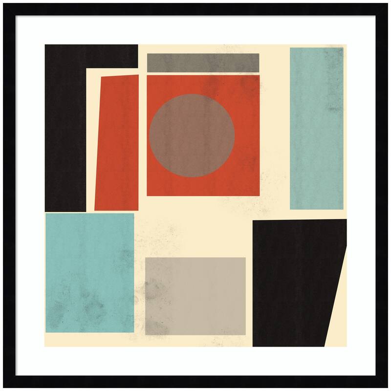 Kate and Laurel Geometric Harmony by THE MIUUS STUDIO Framed Wall Art Print - 25 x 25 - Black