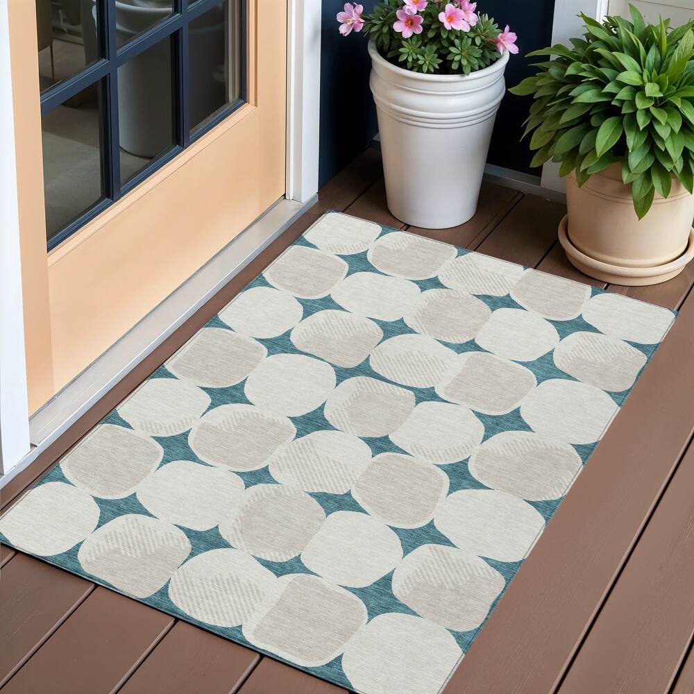 HomeRoots Abstract Transitional Rectangle Outdoor Rug