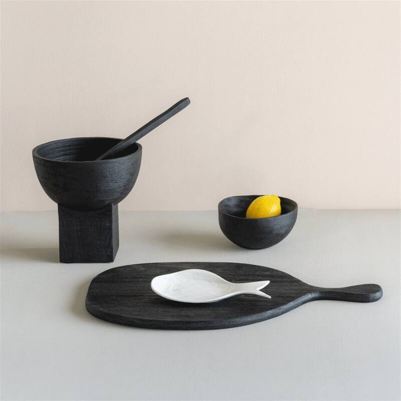 Smoked Wood Serving Bowl- ST - Black
