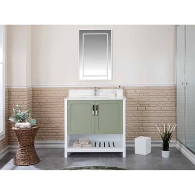 Florin 36'' Free-standing Single Bathroom Vanity with Quartz Vanity Top & Mirror