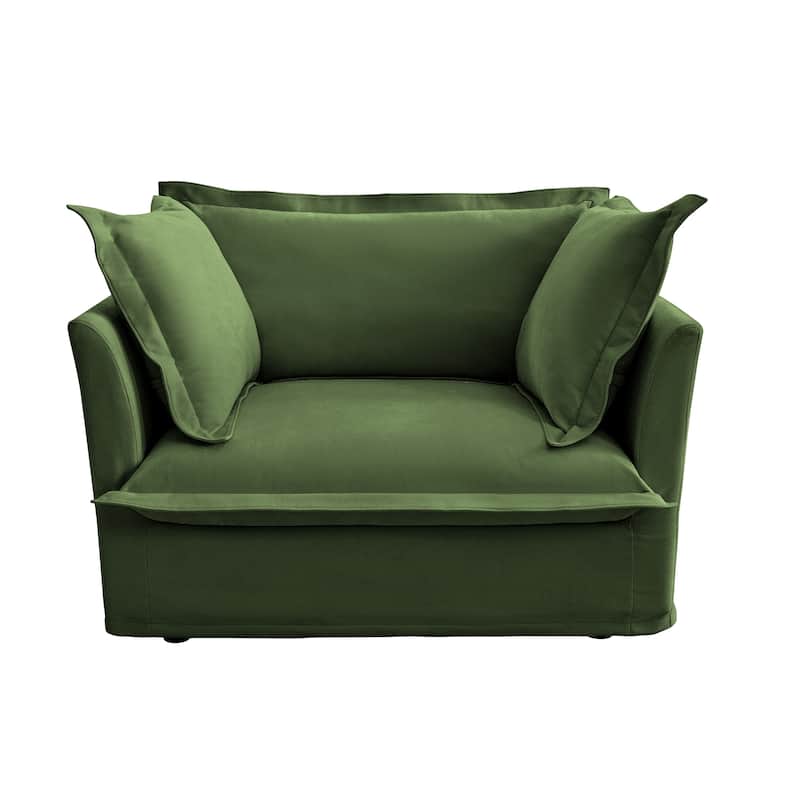Chenille Slipcovered Armchair with Deep Seat & 3 Pillows (300lb Capacity)