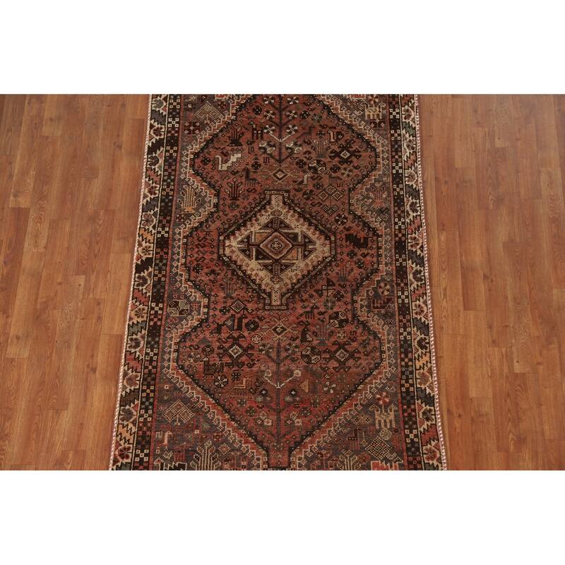 Vegetable Dye Qashqai Persian Rug Hand-knotted Antique Wool Carpet - 3'9"x 6'8"