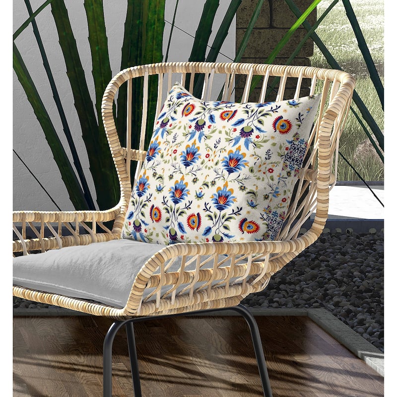 Breezy Botanicals Indoor/Outdoor Reversible Throw Pillow Blue and Green