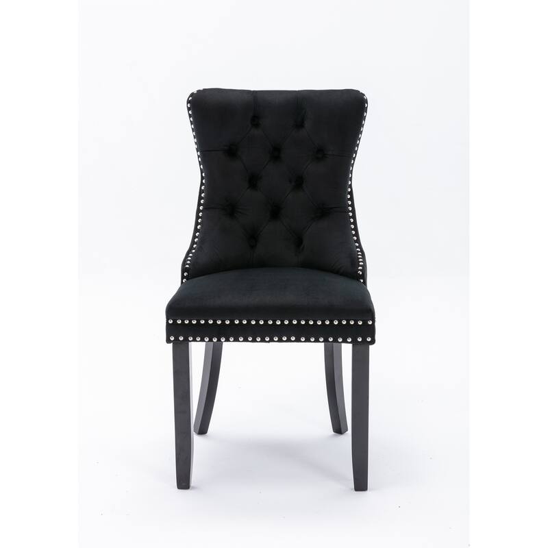 Tufted Solid Wood Velvet Dining Chair,2-Pcs Set