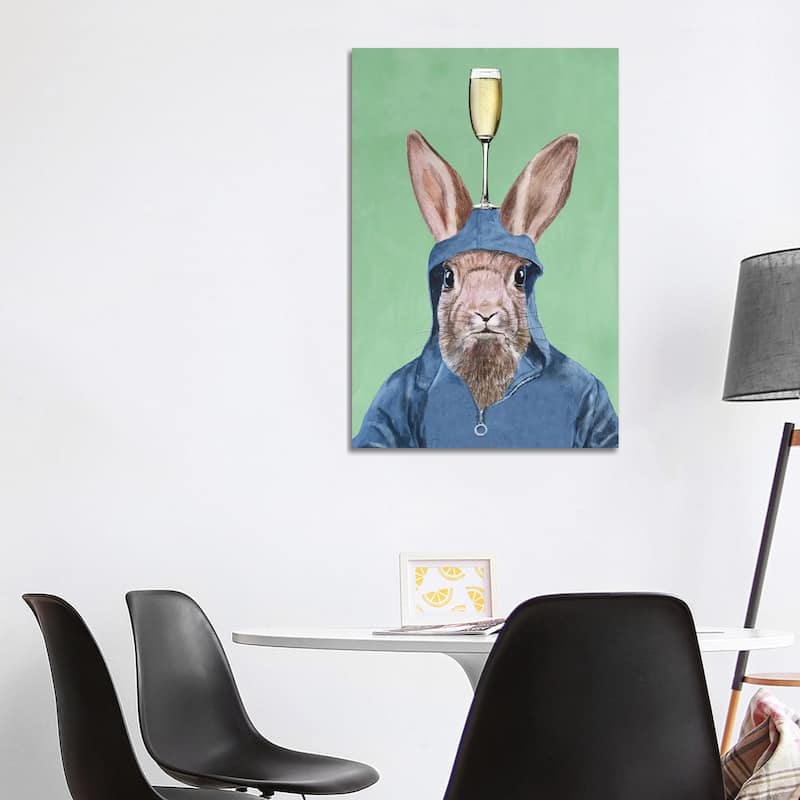 iCanvas "Rabbit With Champagne Glass" by Coco de Paris Canvas Print - 40x26x1.5