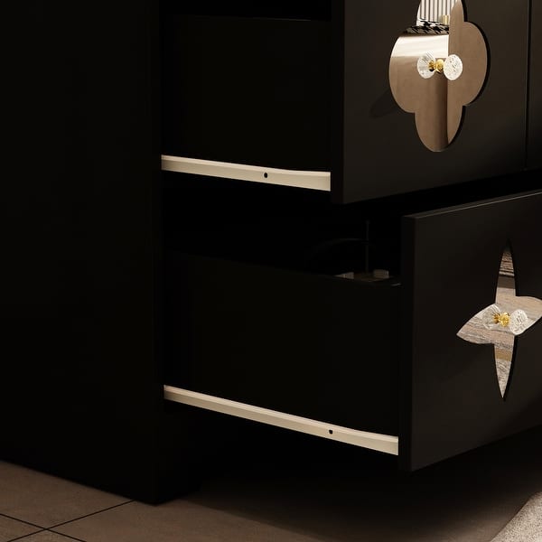 Elegant Black Six - drawer Dresser: Unique Pattern Design, Crystal Handles & Ample Storage - Bed Bath & Beyond - 42666960 Elegant Black Six - drawer Dresser: Unique Pattern Design, Crystal Handles & Ample Storage - Bed Bath & Beyond - 42666960