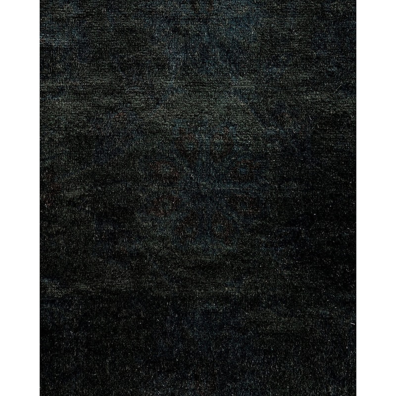 Overton Hand Knotted Wool Vintage Inspired Modern Contemporary Overdyed Black Area Rug - 3' 1" x 5' 3"