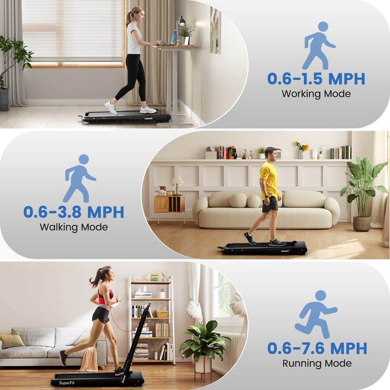Superfit 3-in-1 Folding Treadmill with Smart Apps Remote Control LED - See Details