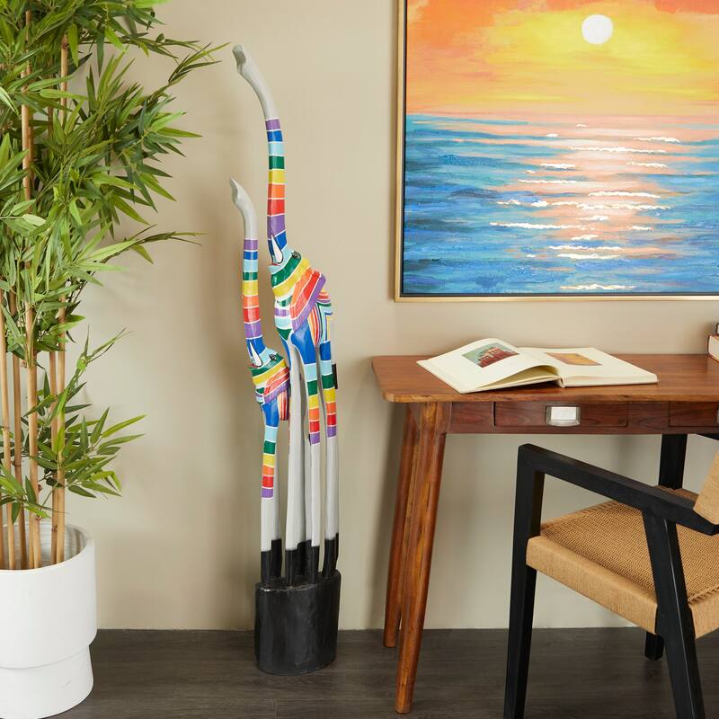 Vibrant Handmade Safari Animal Sculpture Collection - Wood or Metal Elephant & Giraffe for Indoor & Outdoor Decor