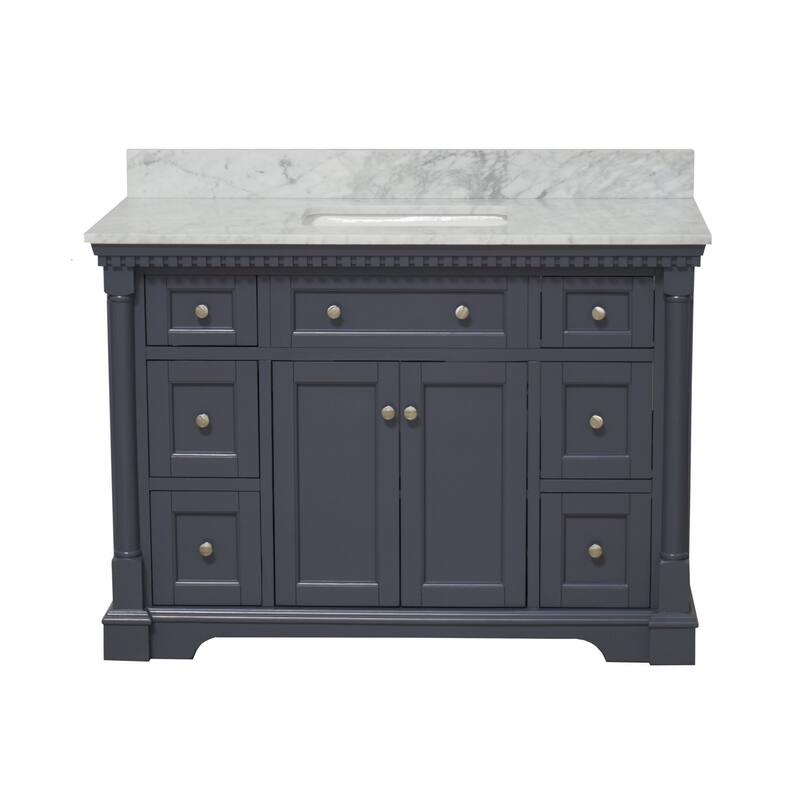 KitchenBathCollection Sydney 48" Bathroom Vanity with Carrara Marble Top