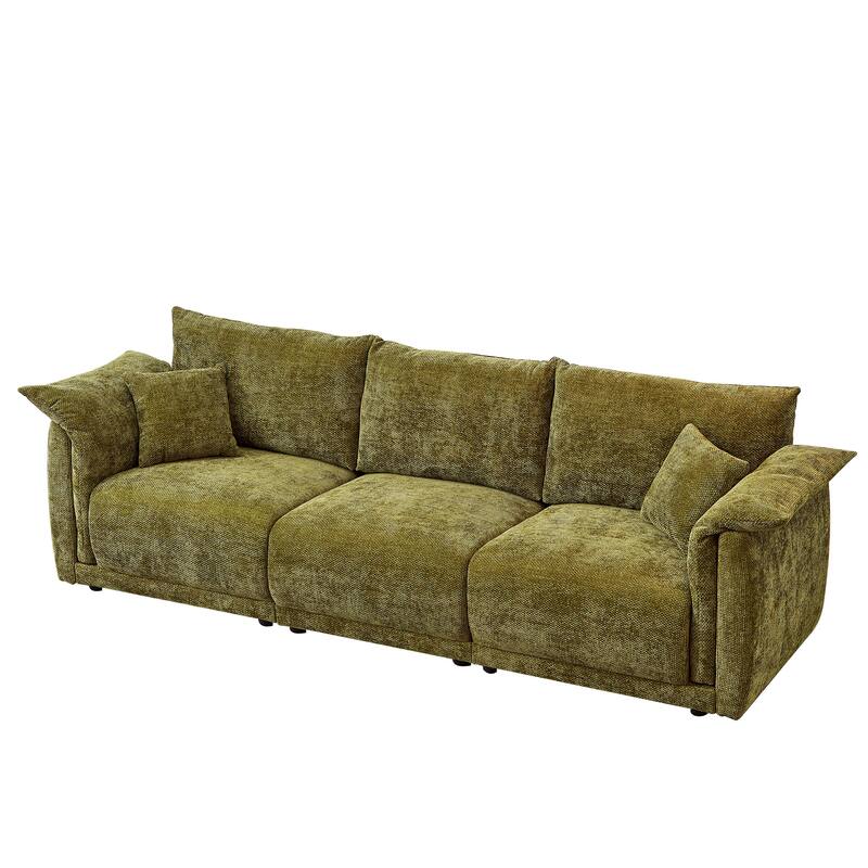 98.5" Fabric Modern Minimalist 3-Seater Sofa with 2 Pillows
