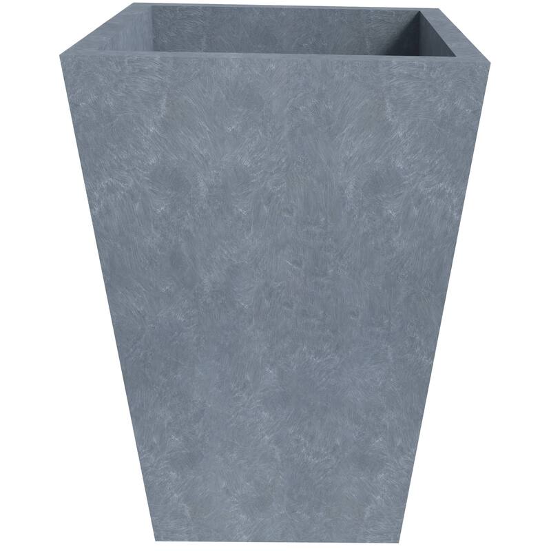 Serene Fiberstone and Clay Tapered Square Plant Pot with Drainage Holes For Indoor Outdoor Home Office Patio Porch Garden Decor