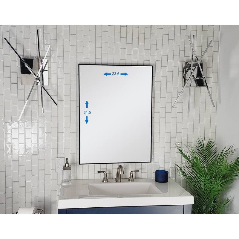 Venta Modern Black Framed Wall Mirror with Dual Mounting Brackets