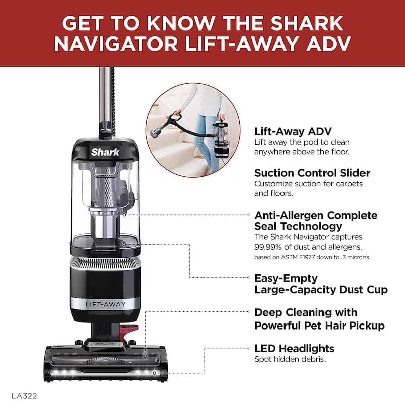 Shark Navigator Lift-Away ADV Upright Vacuum - 0.89 Qt - 0.89 Qt