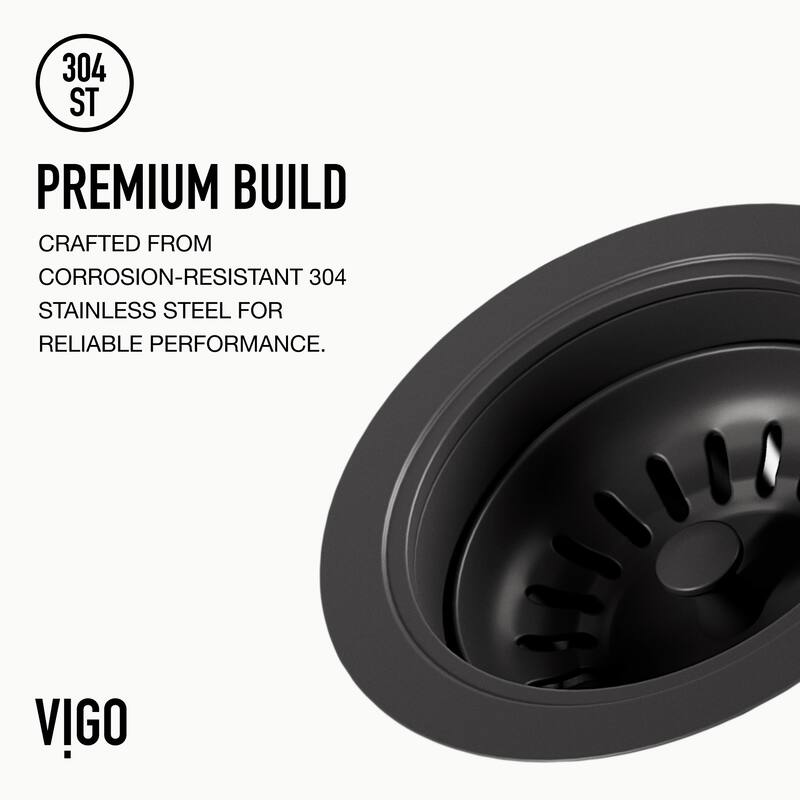 VIGO 3.5" W Kitchen Sink Drain Assembly with Strainer and Basket Stopper