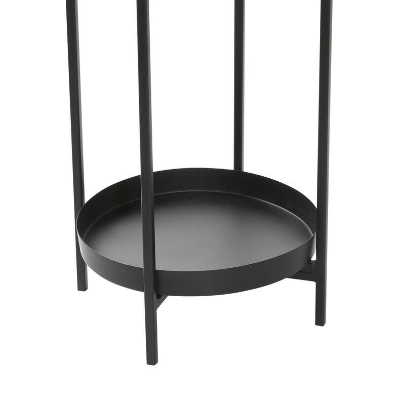 Metal Indoor Outdoor Planter with Lower Shelf and Removable Stand - Set of 2 Black - CosmoLiving by Cosmopolitan
