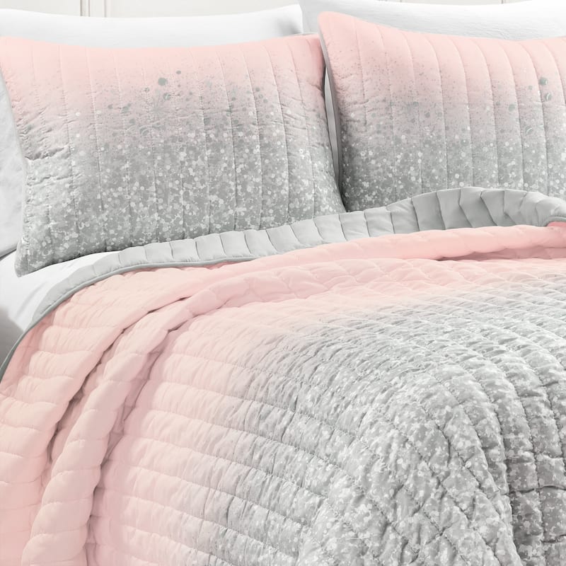 Lush Decor Glitter Ombre Metallic Print Quilt Set