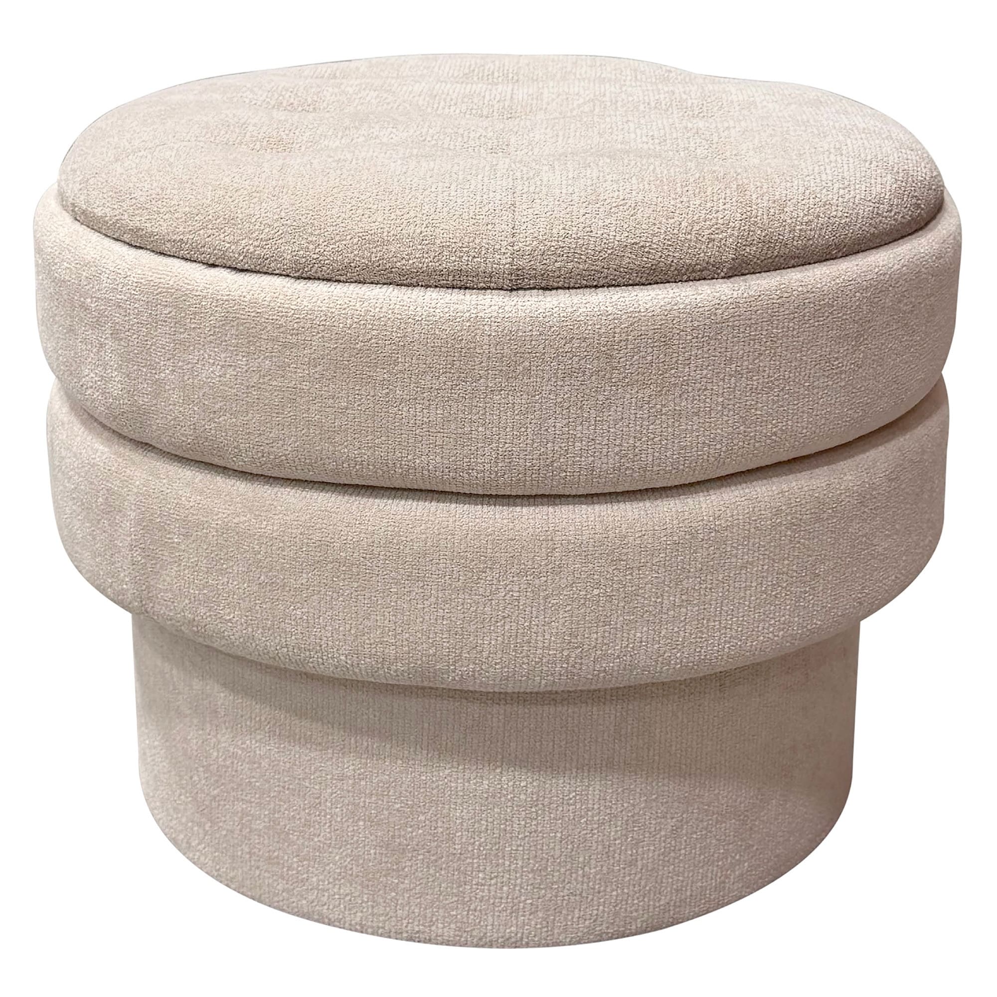Modern Fabric Round Storage Ottoman