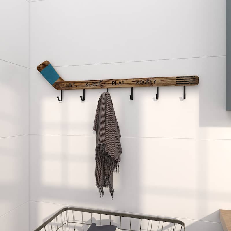 Brown Wood Handmade Live Edge Beach Sign 3 Hanger Wall Hook with Metal Accents - 40 x 2 x 11