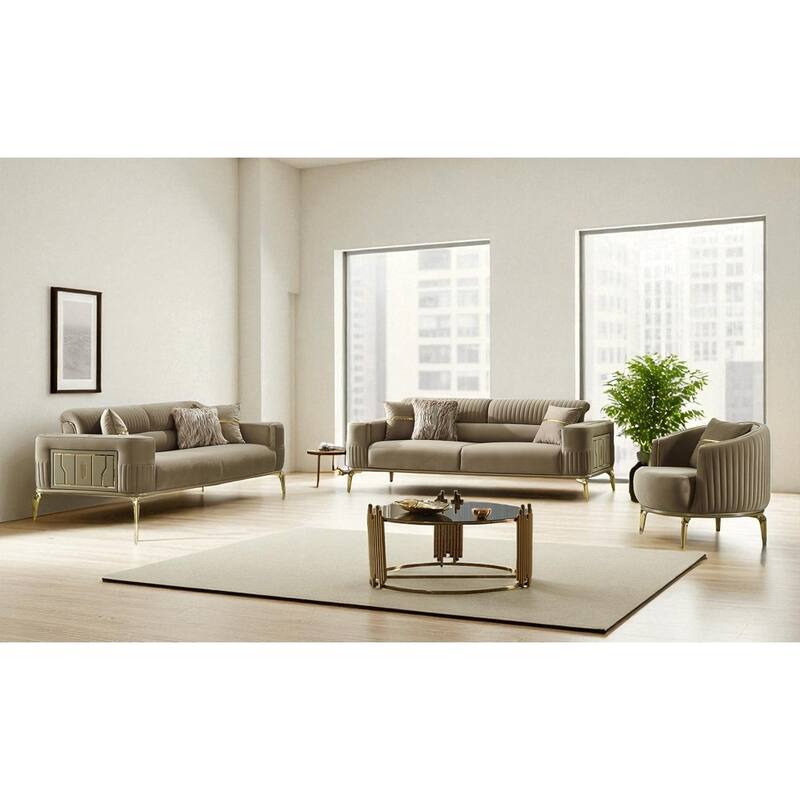 Feronia 3 Pieces Living Room Sets 2 Sofa 1 Chair - Beige