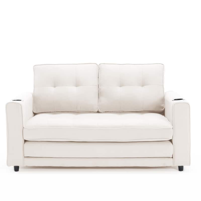 3-in-1 Upholstered Futon Sofa Convertible Floor Sofa bed