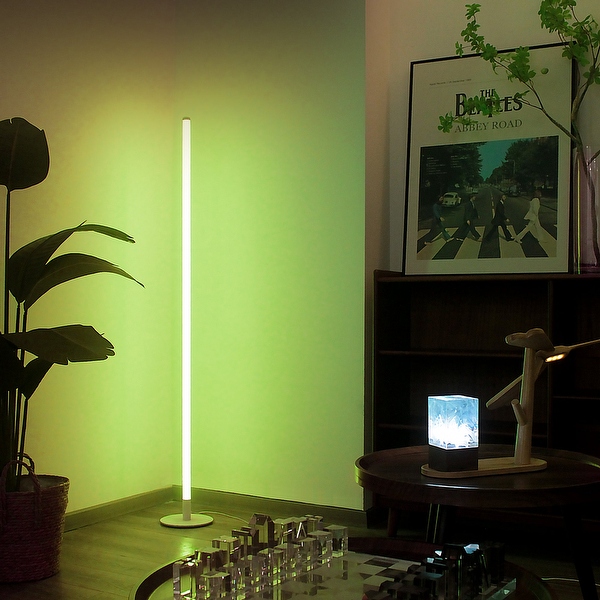 RGB 360 Degrees White Pole Floor Lamp Minimalism LED Integrated Floor Lamp 57.4 H x 7.5 L x 7.5 W Bed Bath Beyond 34314569