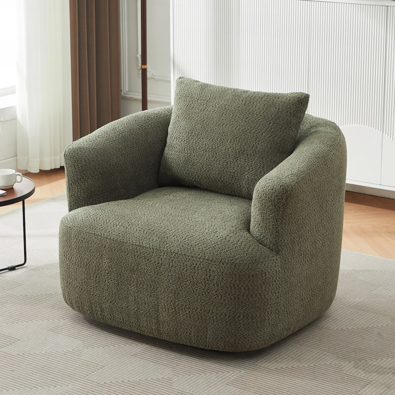 360 Swivel Upholstered Barrel Sofa Chair