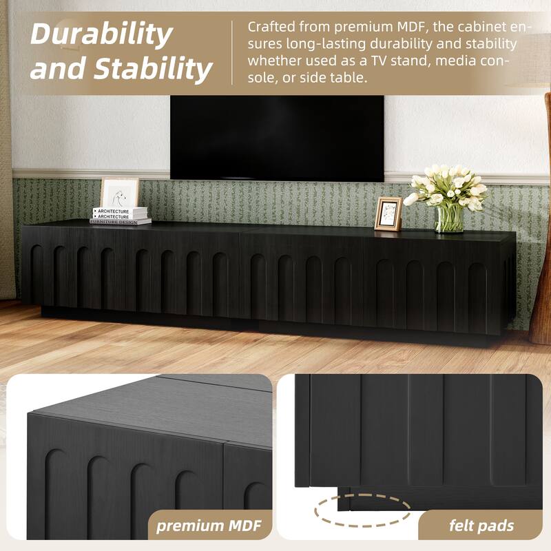 Stylish Arched TV Stand for 80-Inch Screens‌ – Modern Convertible Coffee Table with 4 Storage Drawers & Multi-Functional Design