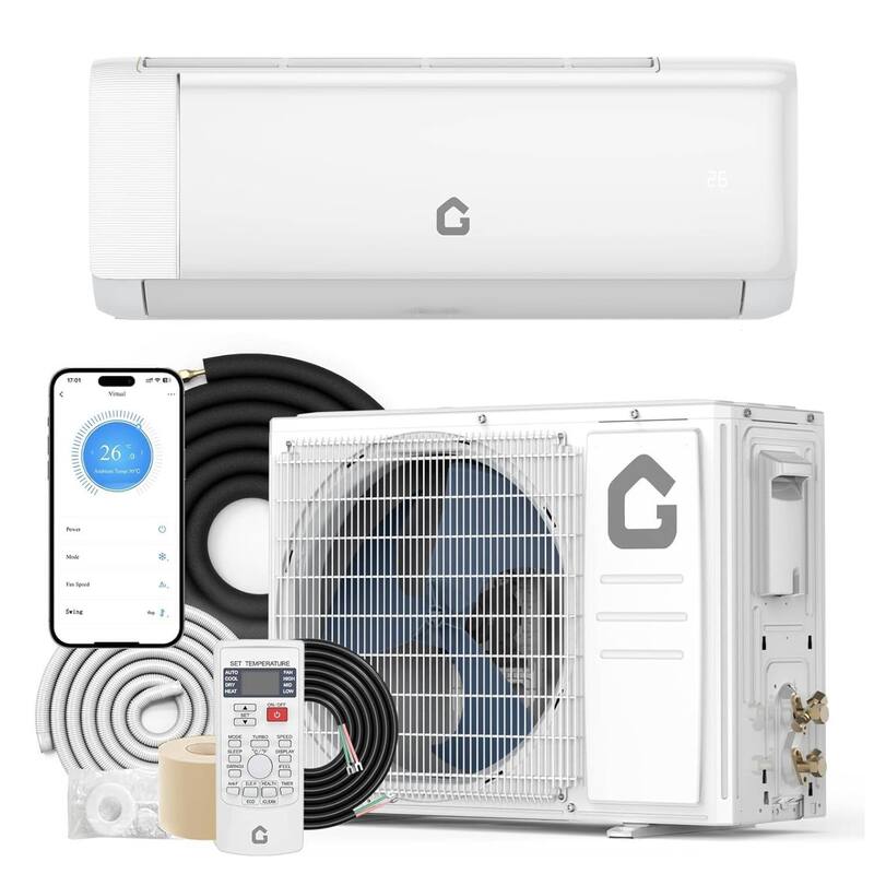 12000 Btus Mini Split Air Conditioner and Heat Cool Up to 750 Sq.Ft. Low Noise - N/A - White