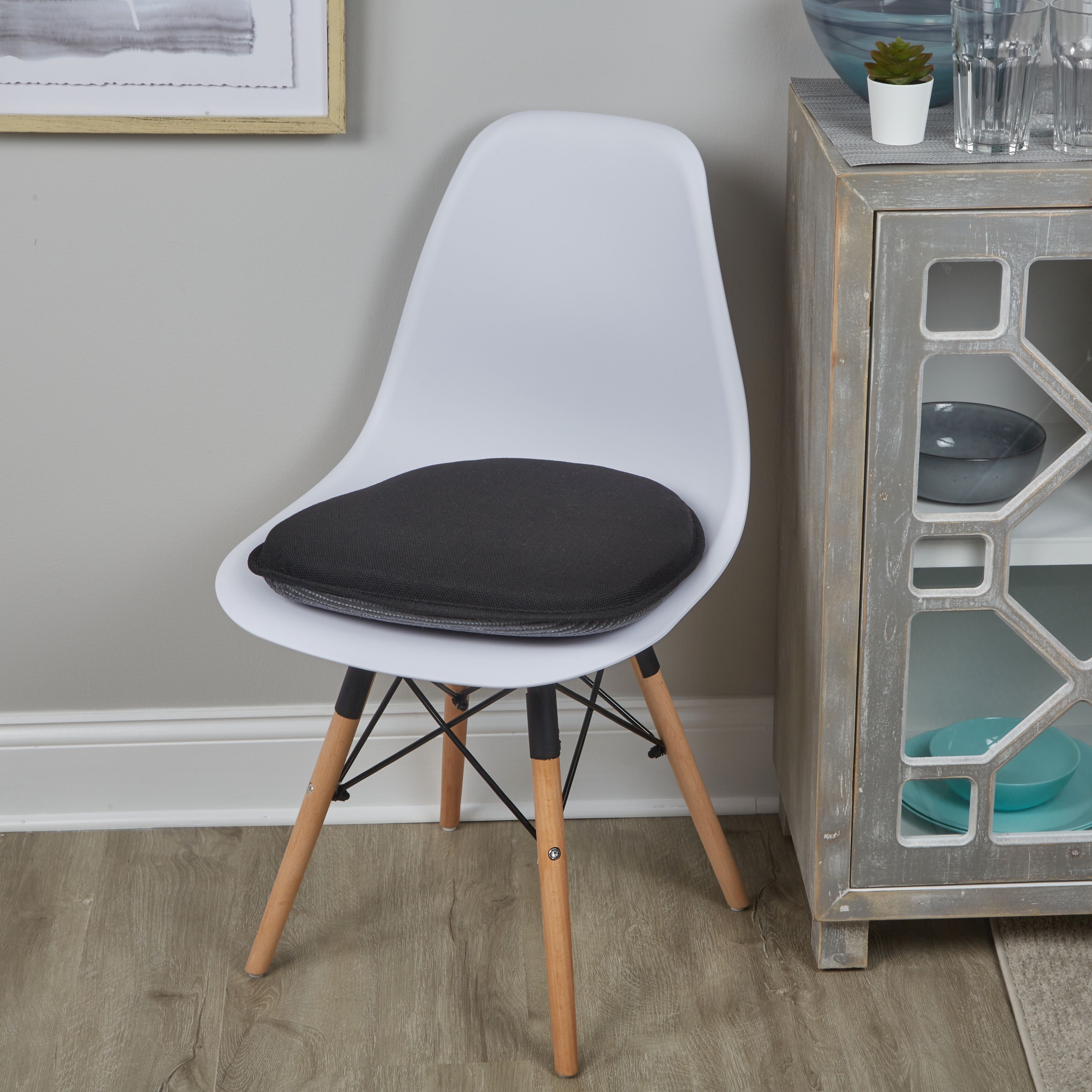 Klear Vu Gripper Non-Slip Mid Century Modern Shell Dining Chair Upholstered Cushion