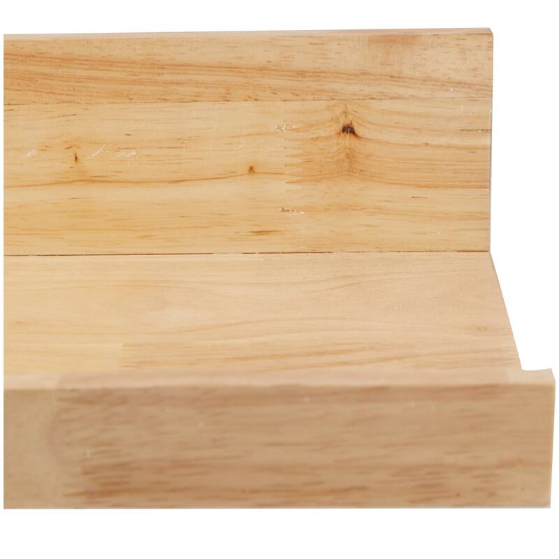 Wood 2 Shelves Wall Shelf with Lip - Set of 2 Light Brown - Roche River Decor - 5"W x 18"L x 4"H