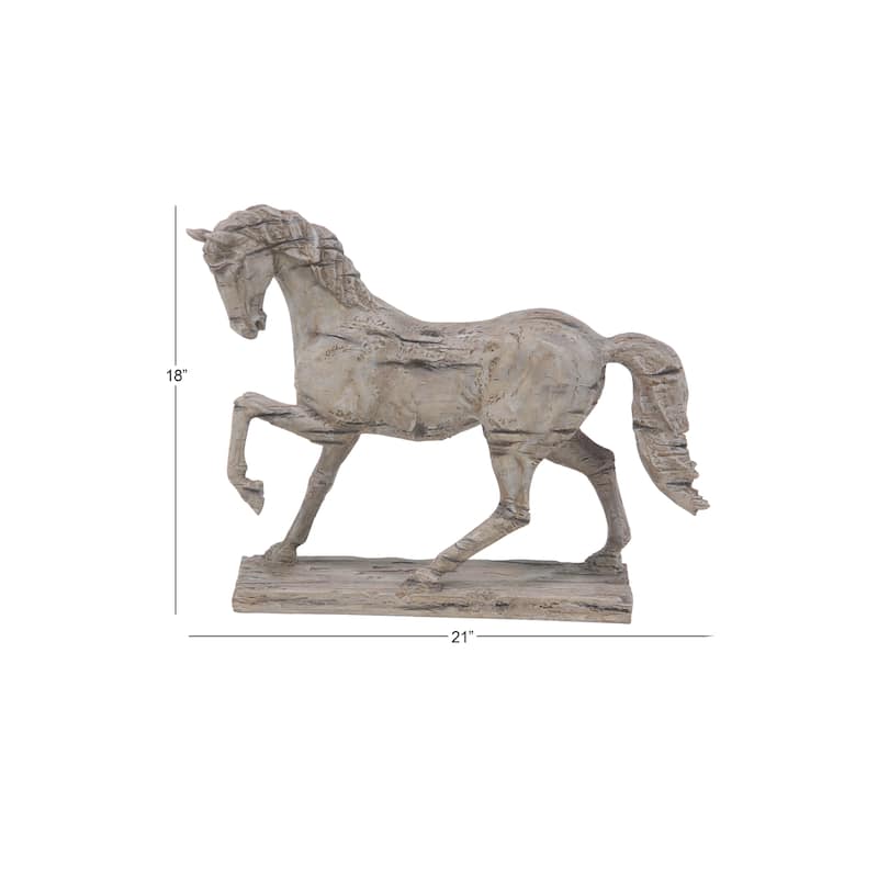 Beige Polystone Prancing Horse Decorative Sculpture