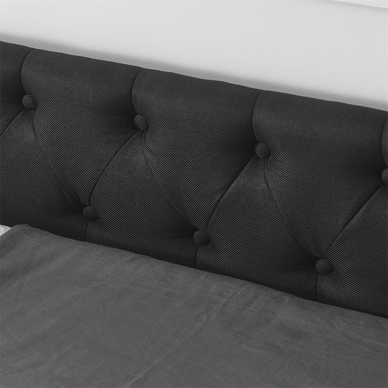 Queen Size Upholstered Tufted Daybed with Drawers and Copper Nail