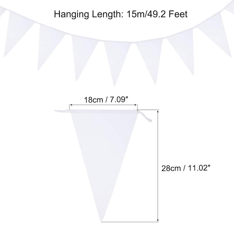 2 Pcs 50 Feet Pennant Banner Flags String Triangle Hanging for Party - White