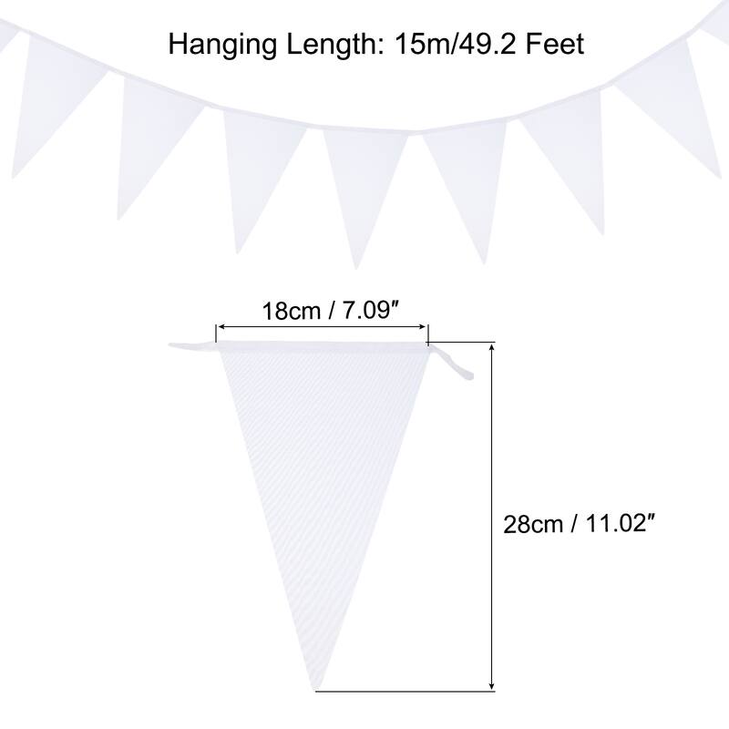 50 Feet Pennant Banner Flags String Triangle Hanging for Party - White