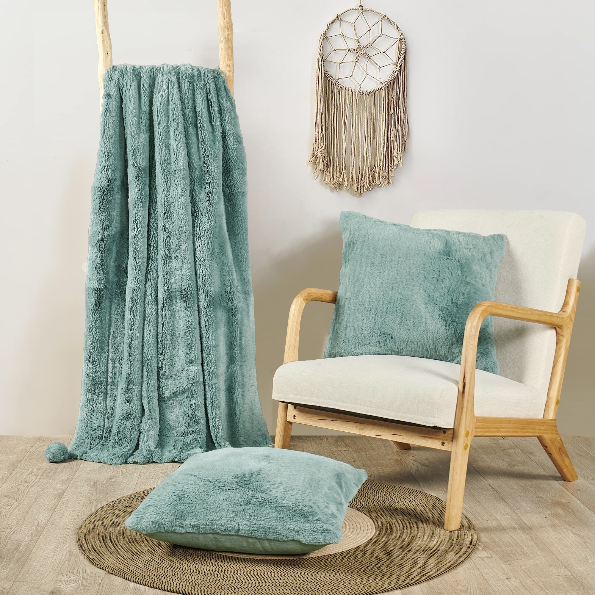 Teal throw blanket deals and pillow set