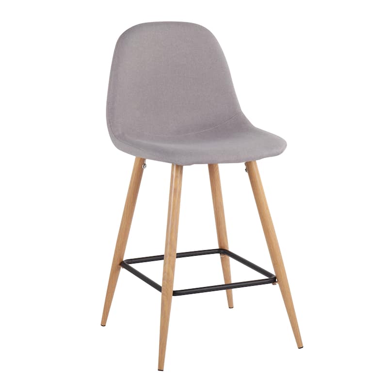 Carson Carrington Stone Natural Counter Stool - Set of 2 - Light Grey/Natural