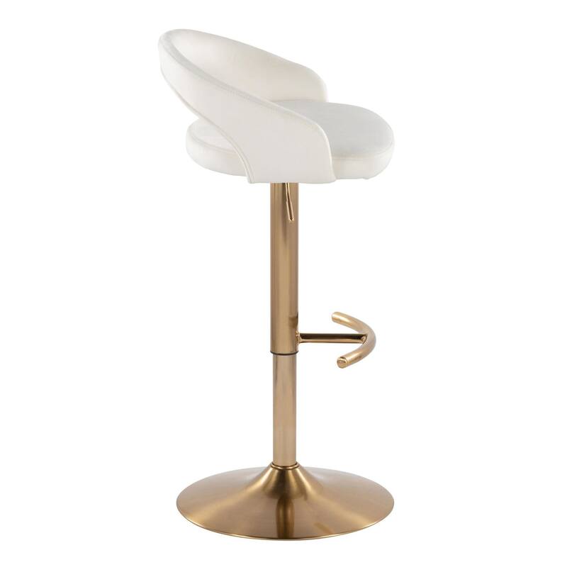 Grotto Upholstered Adjustable Barstool with Gold Base