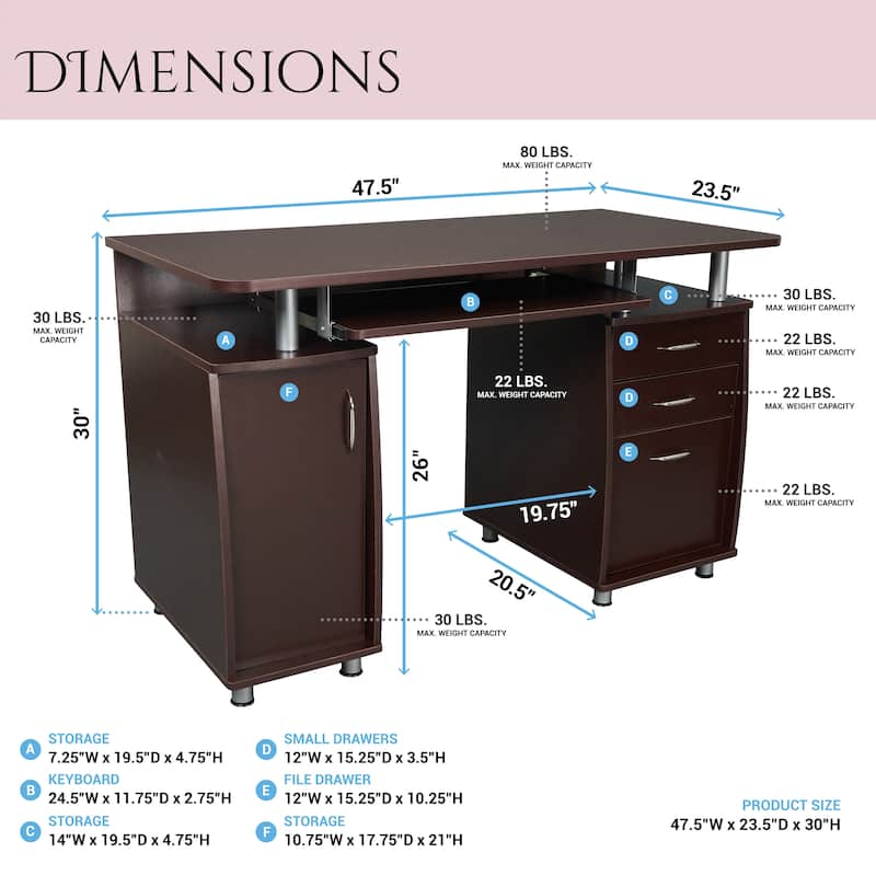 Modern Designs Grey MDF Multifunctional Office Desk With File Cabinet